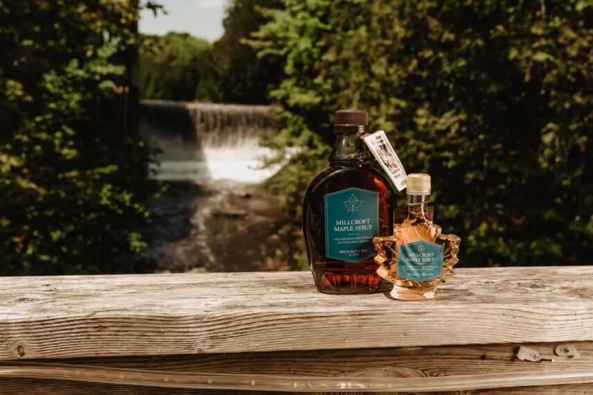 Freshly tapped maple syrup packaged at Millcroft Inn & Spa in Caledon.