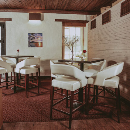 Lounge seating at Headwaters Lounge & Patio at Millcroft Inn & Spa in Caledon