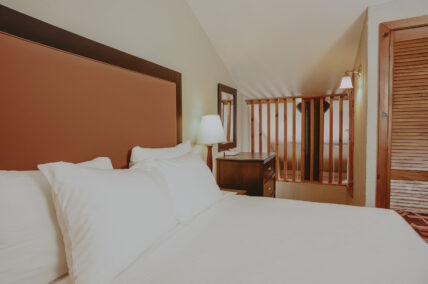 The Crofts bedroom located on second story of chalet at Millcroft Inn & Spa in Caledon