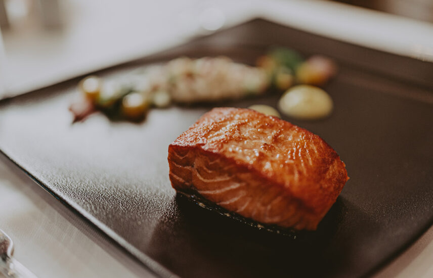 Juicy salmon served in Noble Restaurant at the Prince of Wales Hotel in Niagara-on-the-Lake
