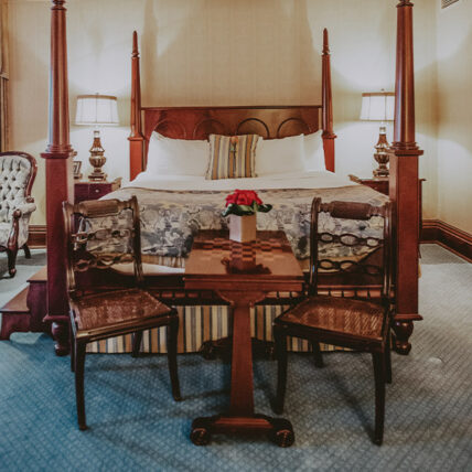 Antique furnishings in the Superior Guest Room at the Prince of Wales Hotel