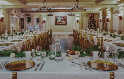Victoria & Albert Ballroom wedding venue at the Prince of Wales Hotel rectangular table design
