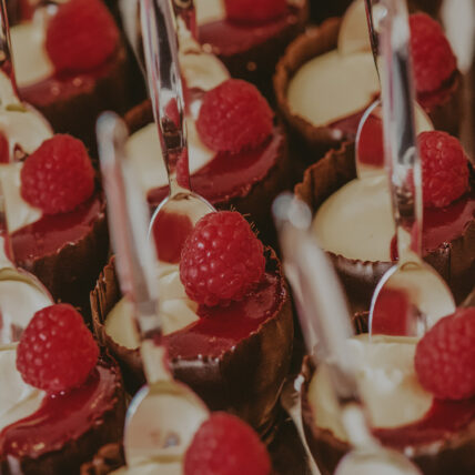 Chocolate raspberry treats catered to weddings at the Queens Landing Hotel in Niagara-on-the-Lake