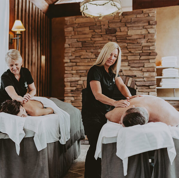 Couples enjoying a massage at 100 Fountain Spa in Niagara-on-the-Lake.