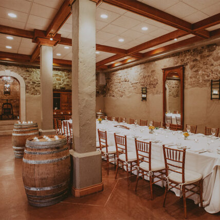 Unique subterranean wine cellar for private dining in wine country at Inn on the Twenty in Jordan Village