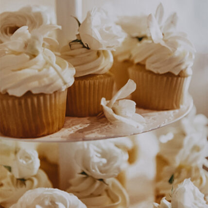 Custom selected floral cupcakes catered to weddings at Inn On The Twenty in Jordan Village