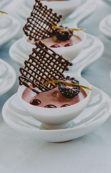 Decadent chocolate pudding catered to events at Millcroft Inn & Spa in Caledon