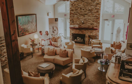 Couple sitting in spa seating area at Millcroft Inn & Spa in Caledon