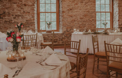 Table settings in the River Room wedding venue at Millcroft Inn & Spa in Caledon