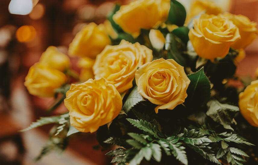 Yellow roses arrangement at Pillar and Post