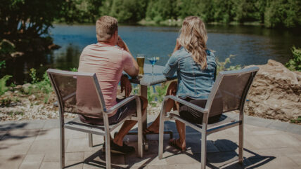 Couple dining on patio at Headwaters Lounge & Patio at Millcroft Inn & Spa in Caledon