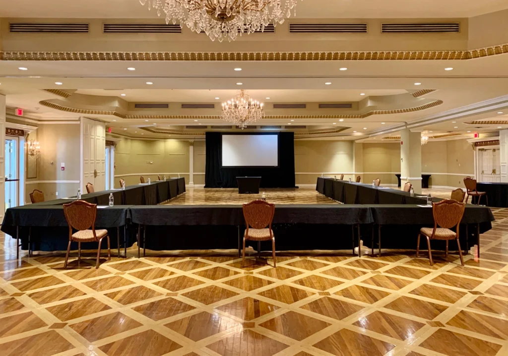 U shape meeting set-up at Queen's Landing Hotel during covid-19