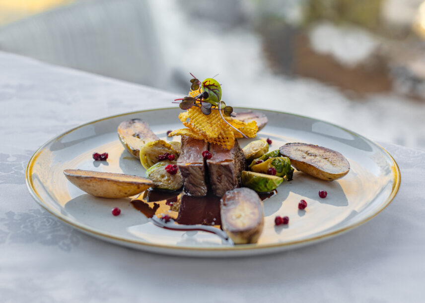 A beef dish served at Headwaters Restaurant in Caledon, Ontario.