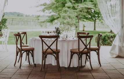 wedding table overlooking the vineyard at chateau des charmes