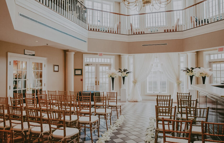A wedding ceremony inside Château des Charmes in Niagara-on-the-Lake.