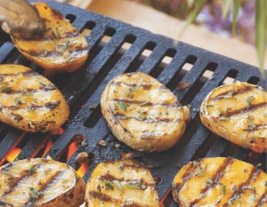 Grilled Tender Skin Potato on the grill