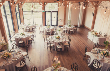Aerial view of the Barn wedding reception venue at the Pillar & Post Hotel in Niagara-on-the-Lake