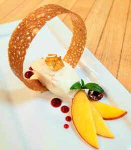 Niagara Peach and Icewine Cheesecake recipe from Inn on the Twenty Restaurant
