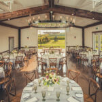 rustic barn wedding reception venue at Cave Spring Winery in Ontario