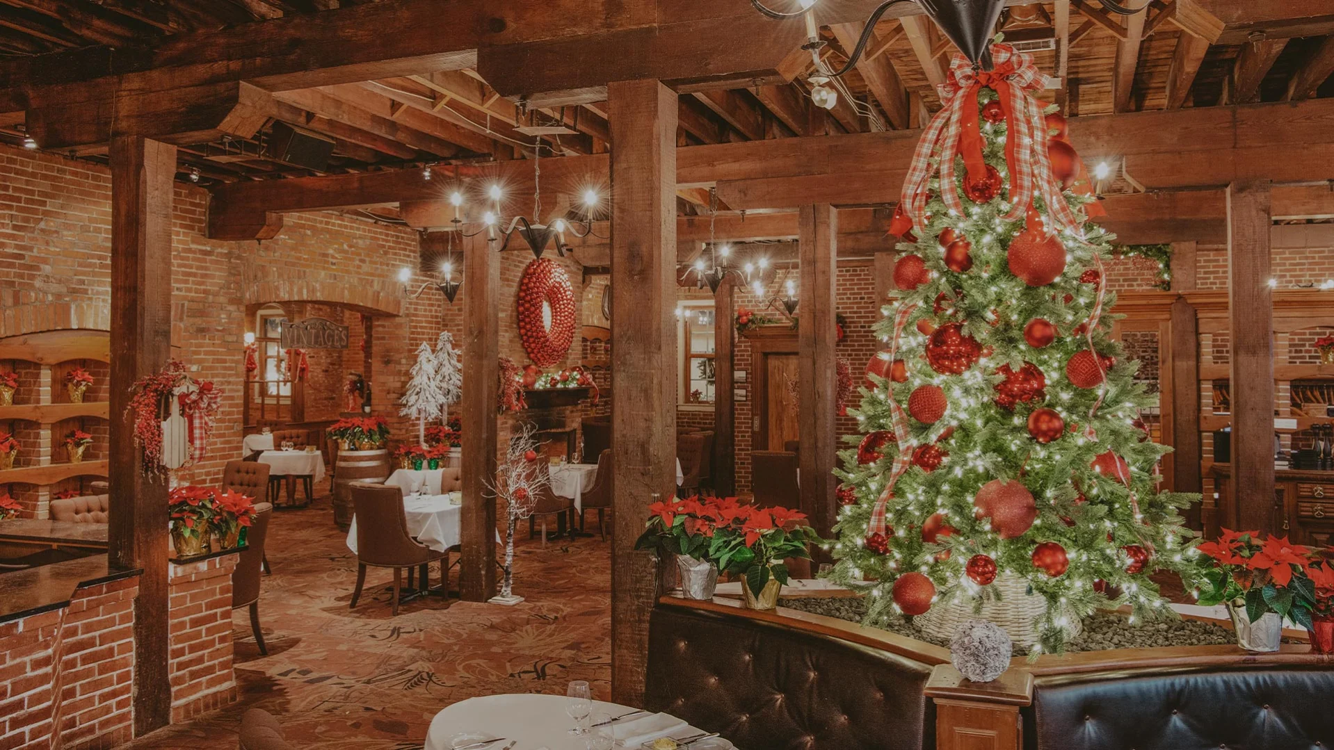 Christmas décor throughout The Cannery restaurant in Niagara-on-the-Lake.