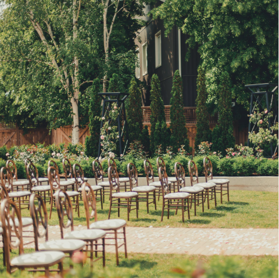 La Roserie ceremony space in Spring - The Gardens at Pillar and Post
