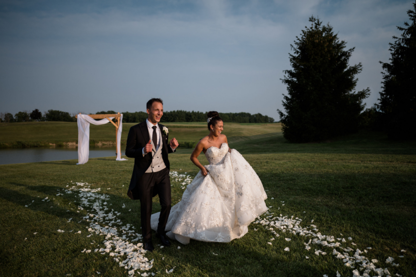 Couple celebrate during a wedding at Sue-Ann Staff Estate Winery