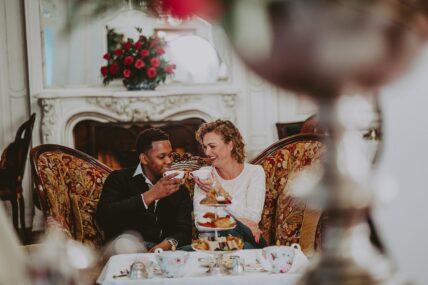 A couple enjoying tea in The Drawing Room.