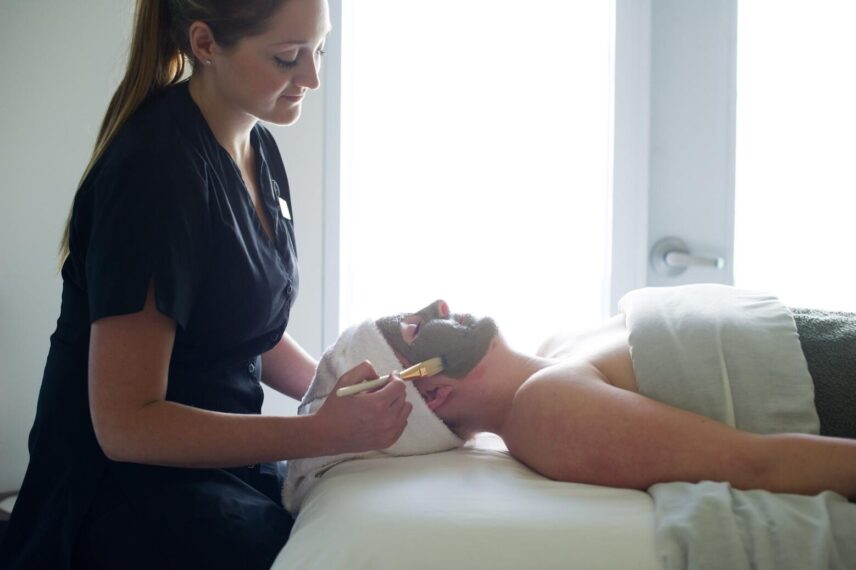 A guest receiving a facial at Millcroft Spa in Caledon, Ontario.