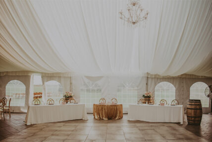 Moyer Marquee wedding reception tent at Sue Ann Staff Estate Winery in Jordan Ontario