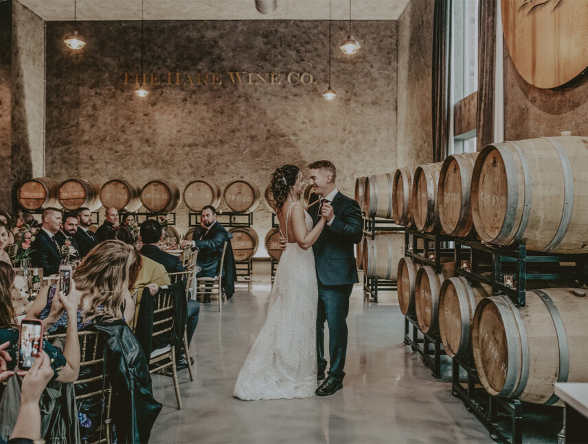 Newlyweds dancing at The Hare Wine Co. in Niagara-on-the-Lake.