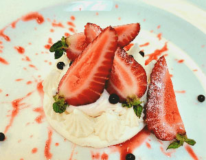 Strawberry pavlova made by Inn On The Twenty Restaurant