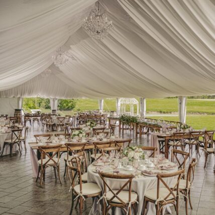 The tent for outdoor winery weddings at Sue Ann Staff Estate Winery in Jordan Ontario