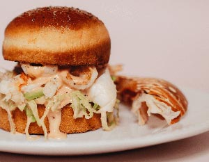 Inn On The Twenty’s Shrimp Lobster Burger