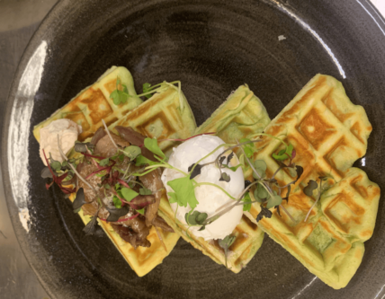 Millcroft Inn & Spa's Green Pea Waffle with Duck Confit