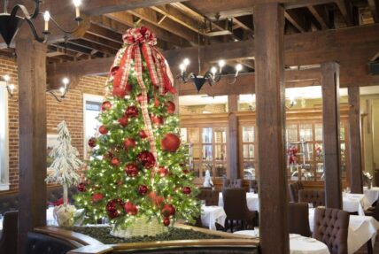 A Christmas tree in The Cannery Restaurant at Pillar and Post in Niagara-on-the-Lake.