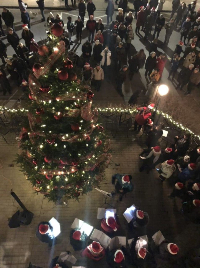 Christmas tree lighting in Jordan Village