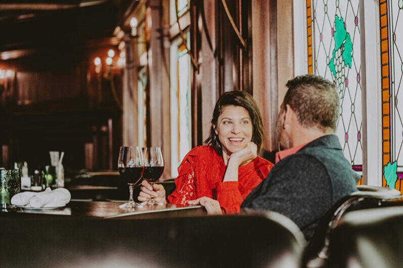 A couple enjoying birthday celebrations at Tiara restaurant in Niagara on the Lake