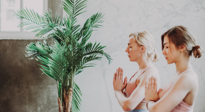 Women taking part in a yoga class at Vintage Hotels in Niagara-on-the-Lake.