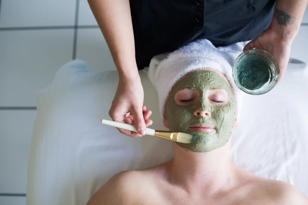 An Excellage Facial treatment being done at Millcroft Spa