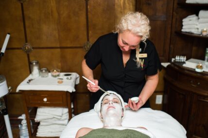 A woman receiving a spa treatment at 100 Fountain Spa on Mother’s Day