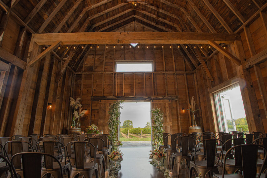 Cave Springs Vineyard's barn ceremony venue.