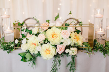 Floral arrangement at a winery wedding in Niagara on the Lake