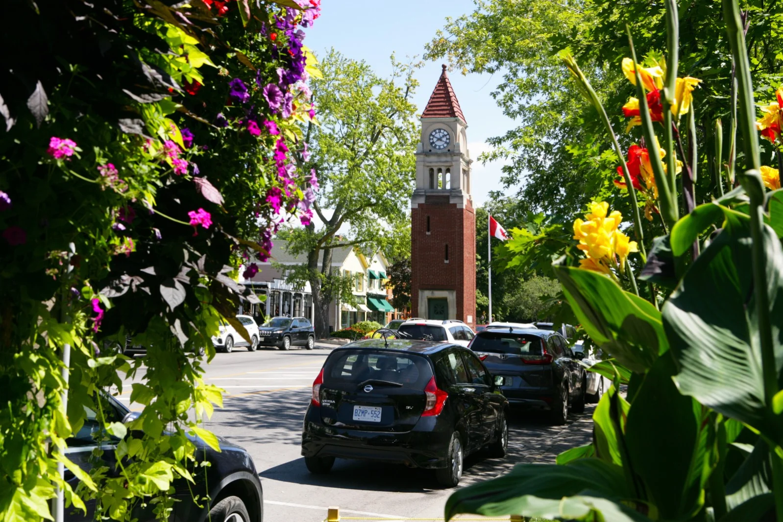A clock tower in Old Town Niagara-on-the-Lake, a popular destination in Canada
