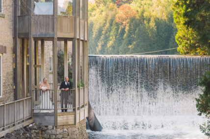 The waterfall near the wedding garden at Millcroft Inn, one of the best summer wedding venues in Ontario
