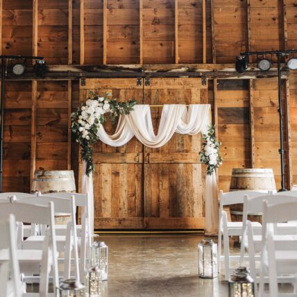 A Barn at Cave Spring Vineyard set up for a winery wedding