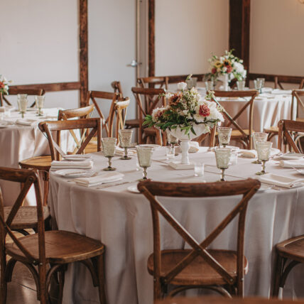 A table set for a wedding at Cave Spring Vineyard