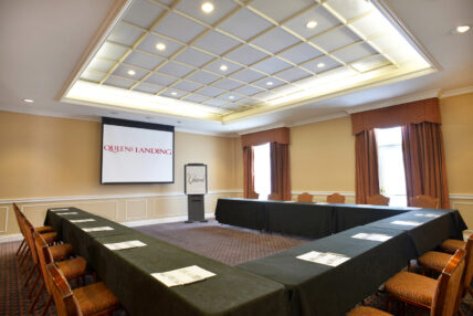 A conference room set up for a corporate retreat in Niagara on the Lake
