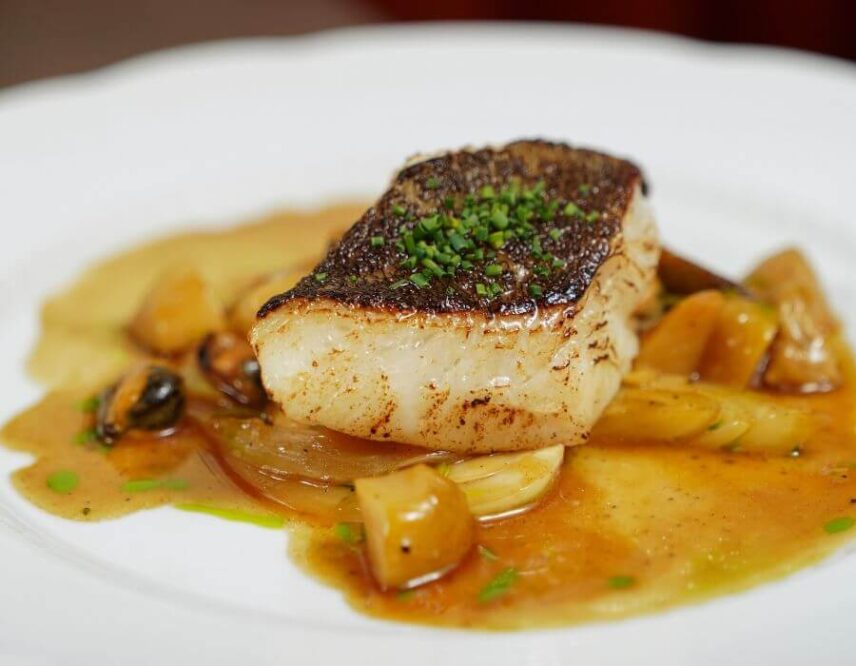 Seared Foie Gras with Toasted Brioche, Roasted Squash and Quince Purée served at Inn On The Twenty Restaurant in Jordan, Ontario.