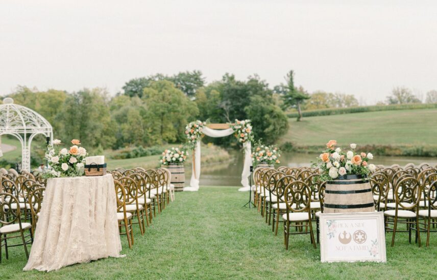 Vineyard Wedding Ceremony Set up in Jordan Ontario at Sue Ann Staff Estate Winery
