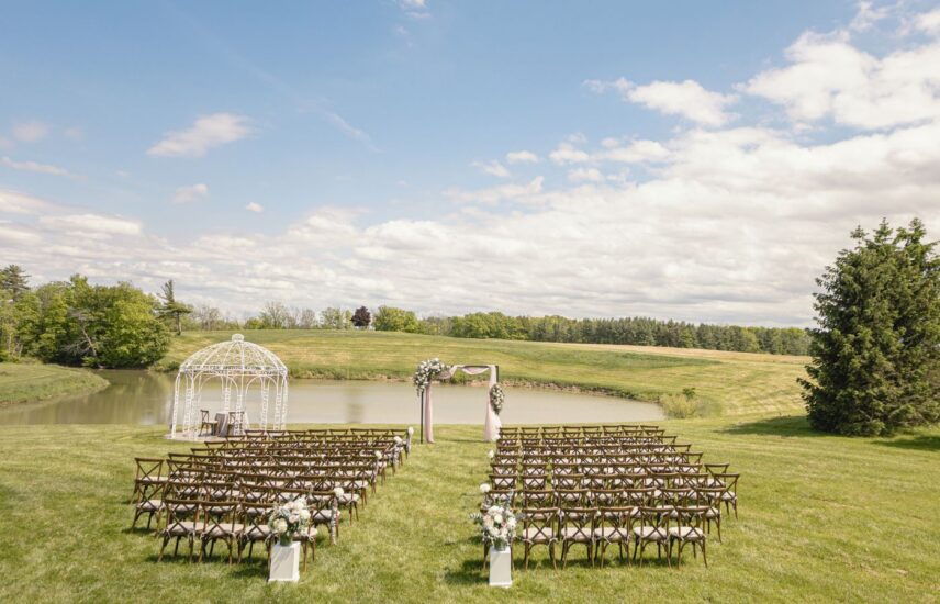 Winery Wedding Ceremony Set up in Jordan Ontario at Sue Ann Staff Estate Winery